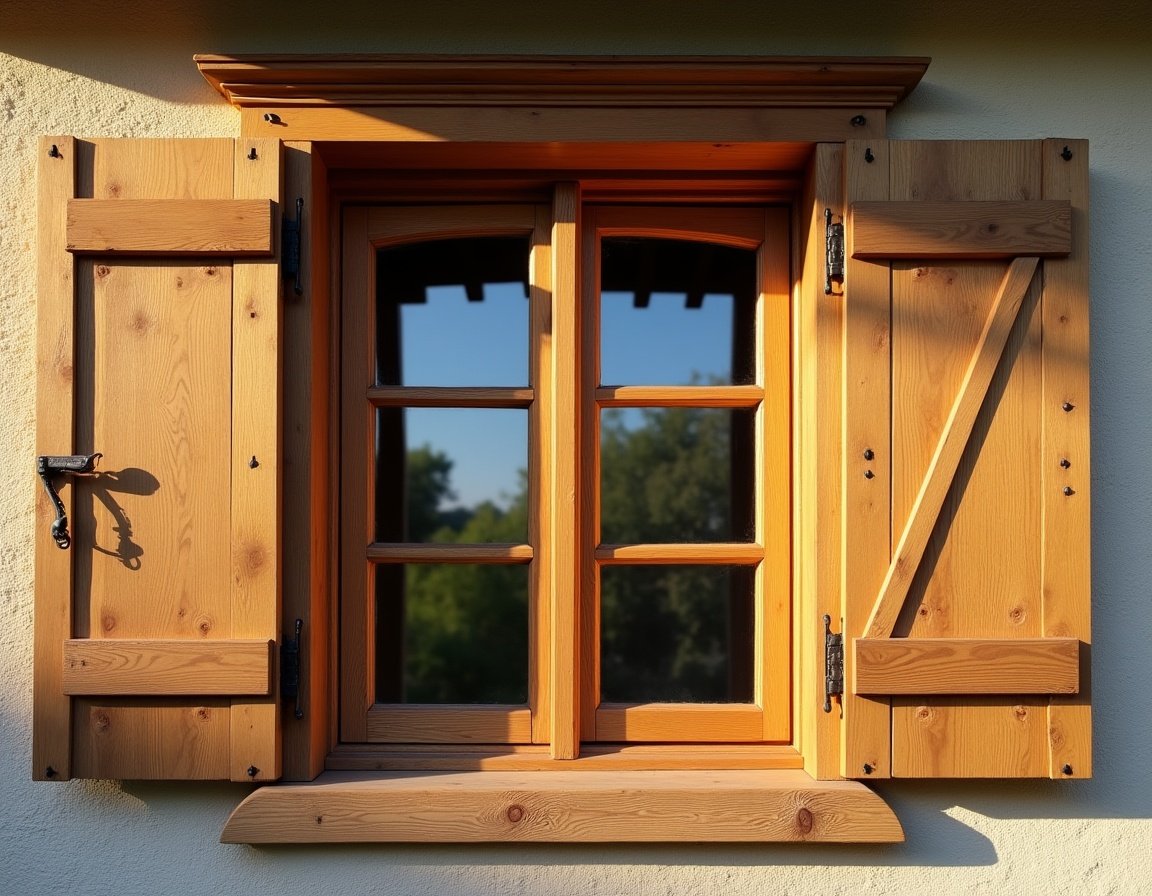 Finestra in legno massello con maniglia classica